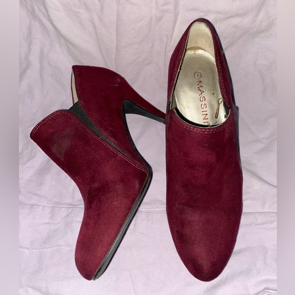 Burgundy Suede Red Mazzini Heeled Boots - Picture 2 of 5